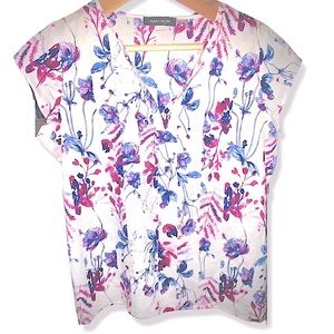 Womens top white floral dress shirt IVANKA TRUMP Large